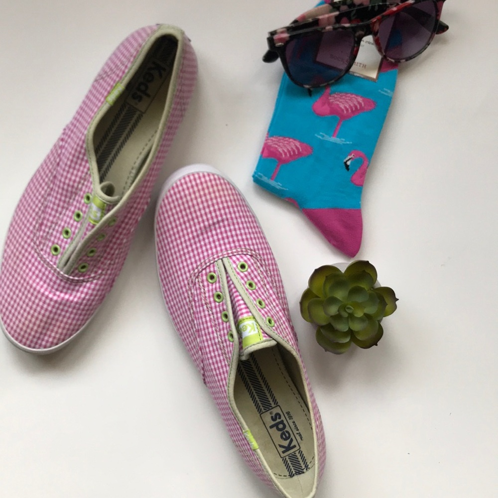 Pink/white gingham Keds